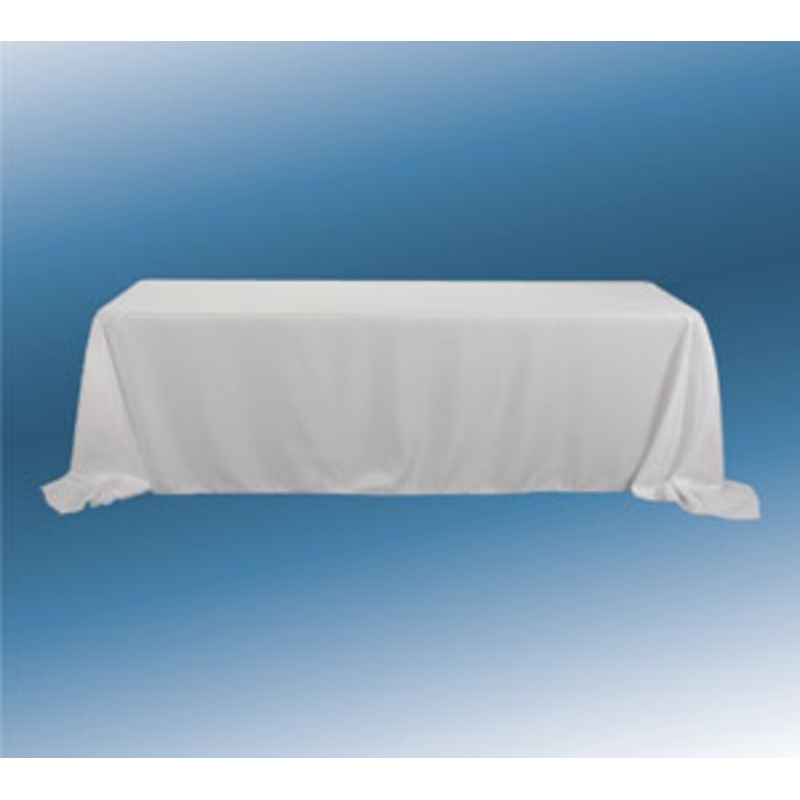 90"x132"  White Rectangle Poly Tablecloth Full Drop