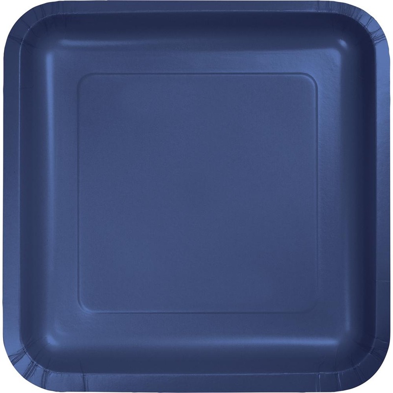 NAVY SQUARE PAPER DESSERT PLATES 18 CT.