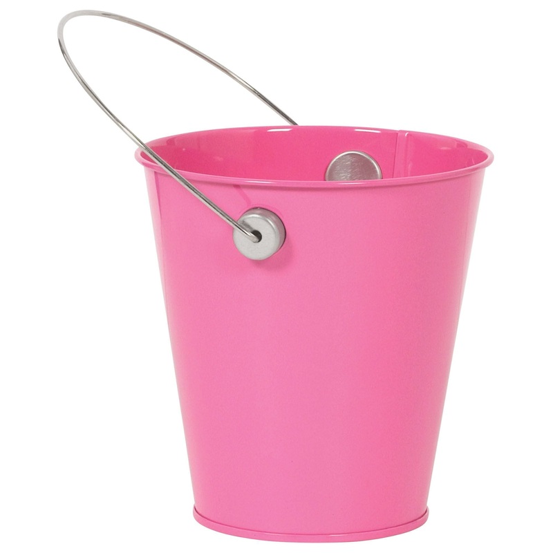 PINK METAL BUCKET WITH HANDLE  1 CT.
