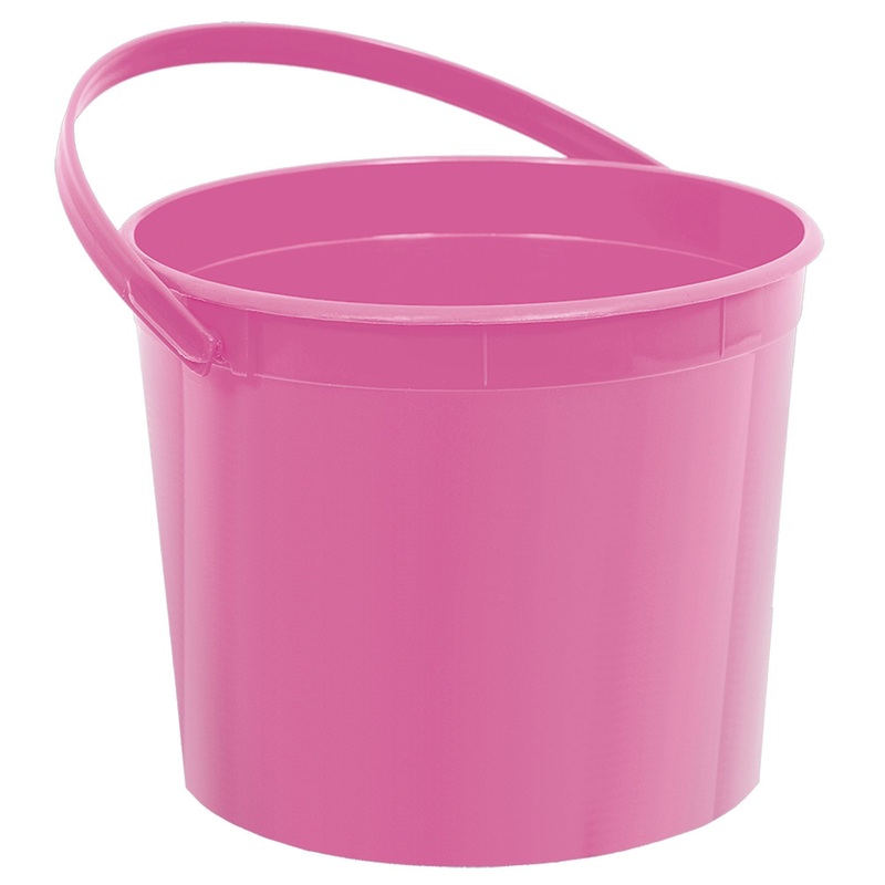 PINK PLASTIC BUCKET WITH HANDLE  1 CT.