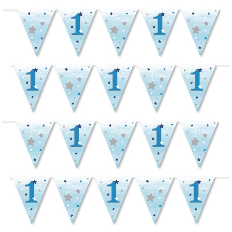 Blue Twinkle Star 1st Birthday Bunting Flag Banner