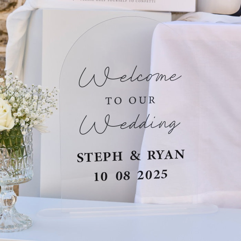 Customisable Black and White 'Welcome To Our Wedding' Sign 43cm