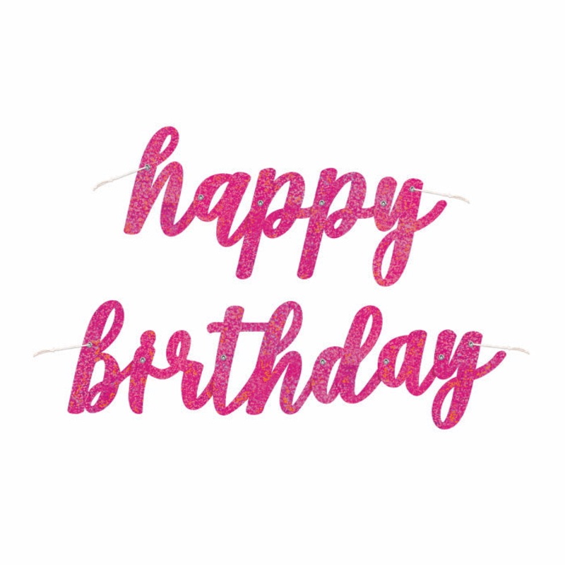 Glitz Pink Happy Birthday Banner 0.8 metres