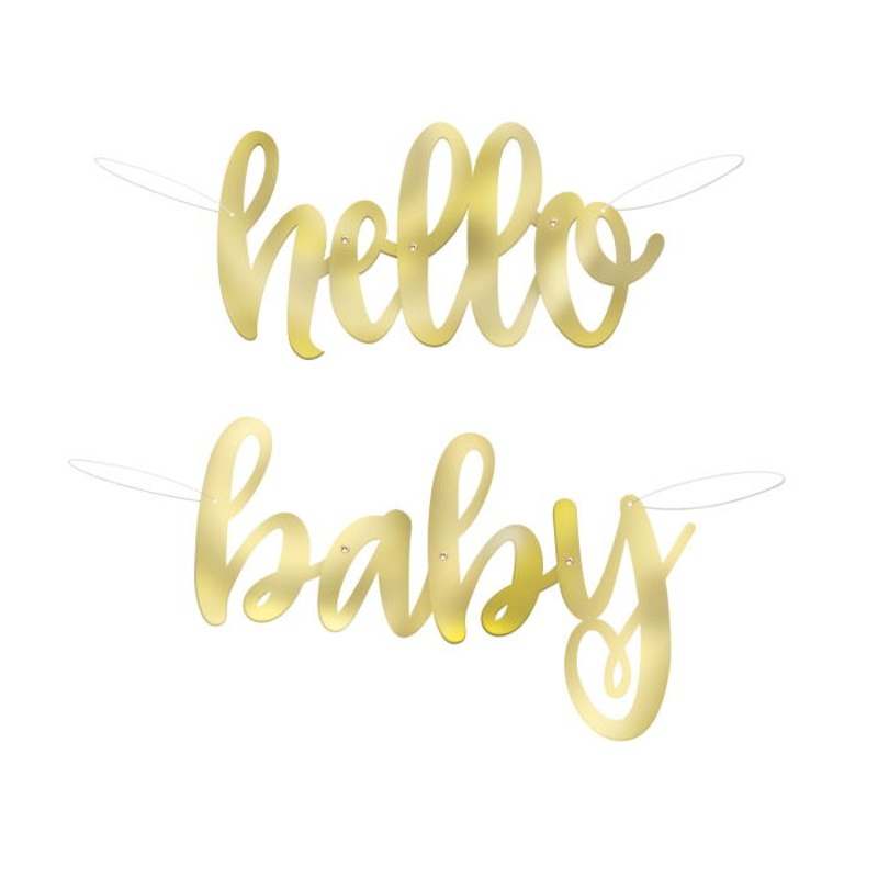 Gold Hello Baby Baby Shower Banner 1 Metres