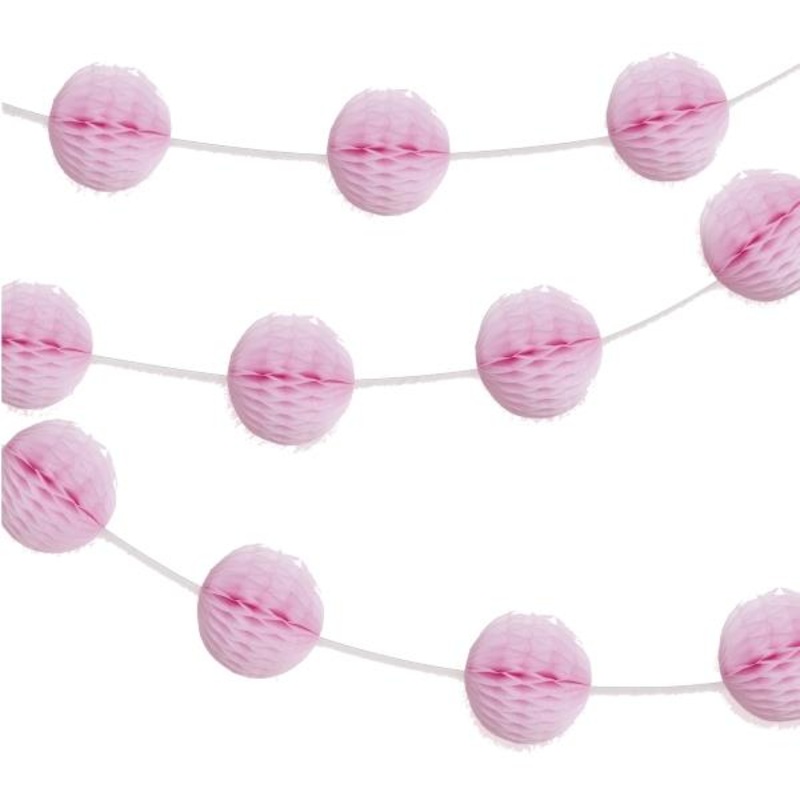 Light Pink Honeycomb Balls Garland Banner 2.1 Metres