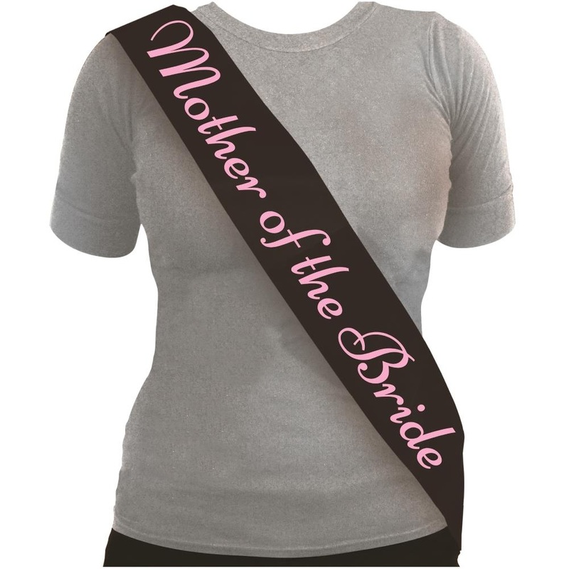Mother of the Bride Black Sash w/ Pink Text