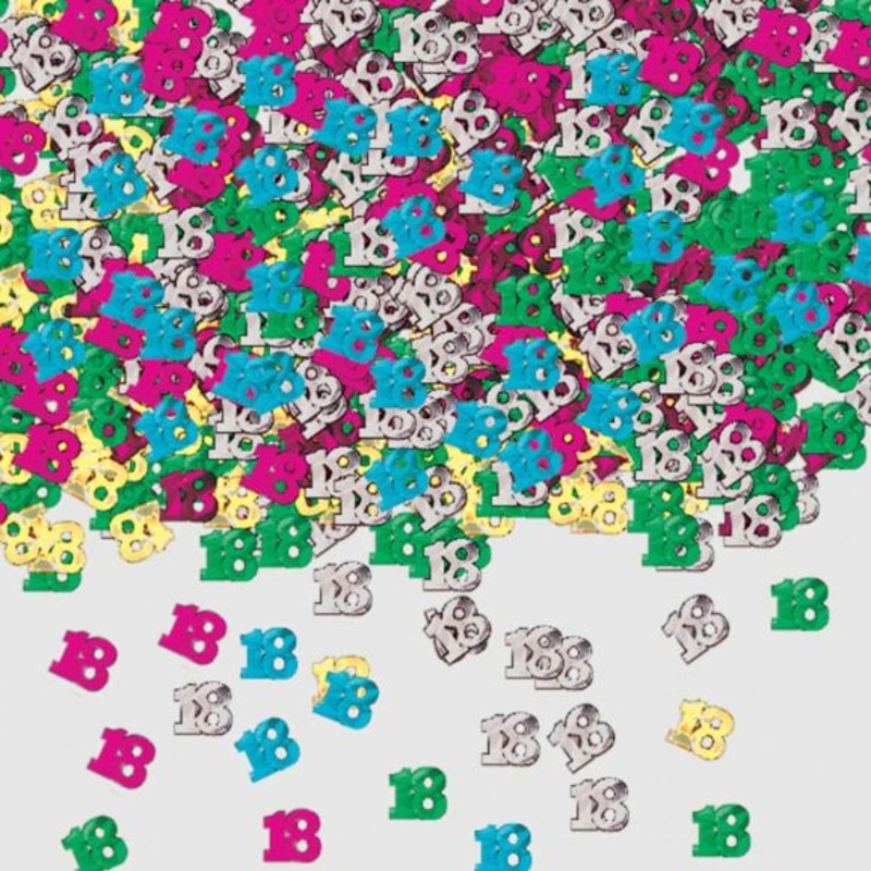 Multicoloured Number 18 Party Confetti 14 Grams