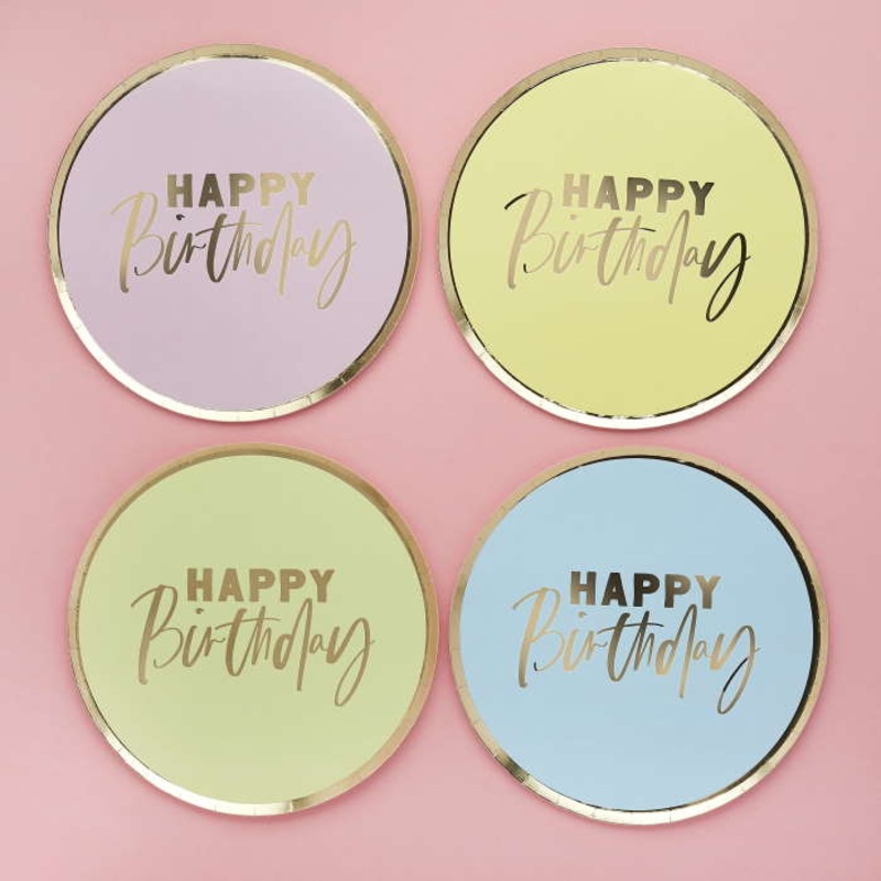 Pastel Birthday Plates: Soft Coloured Party Plates 8 Pack