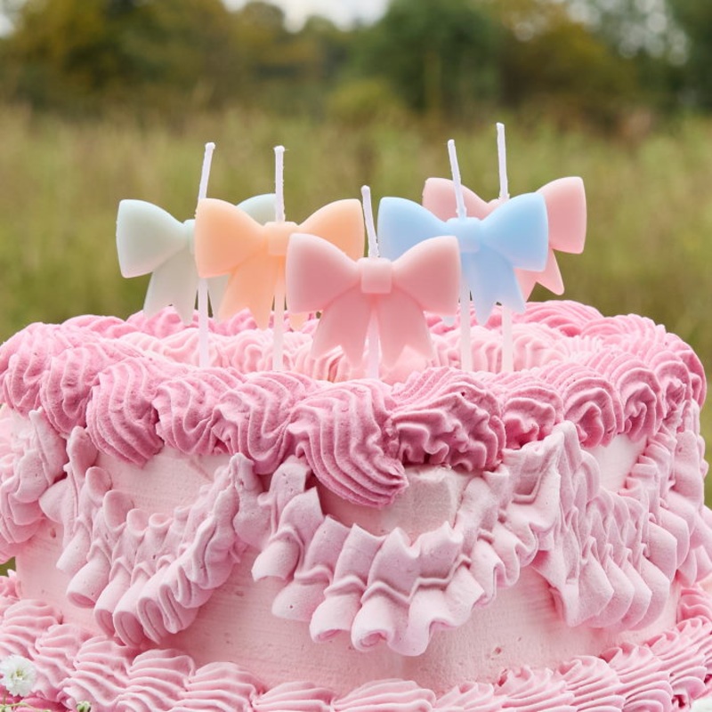 Pastel Bow Cake Candles Pack of 5