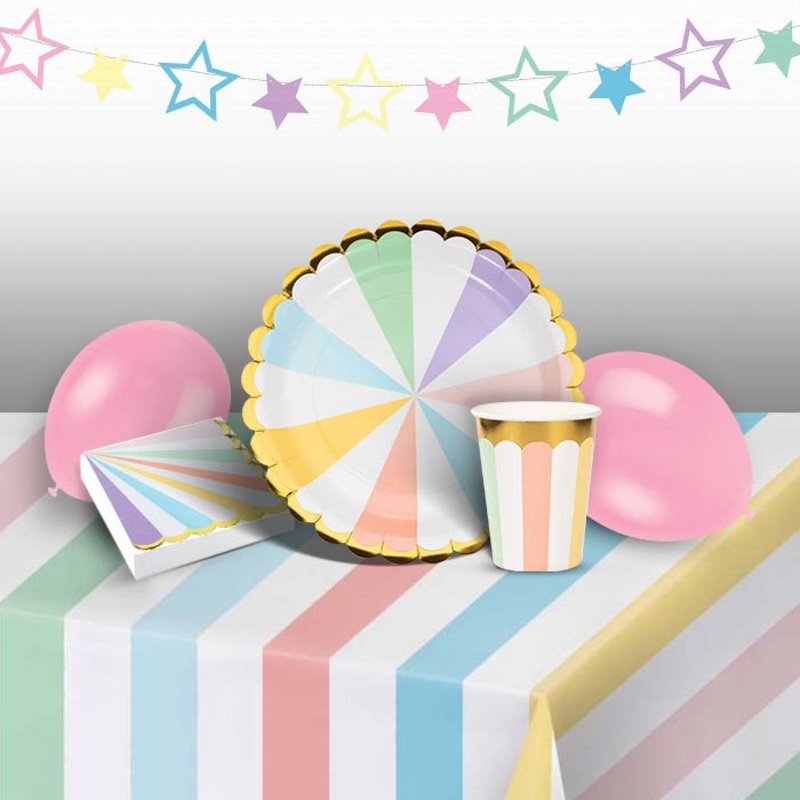 Pastel Stripe Party Kit with Decorations