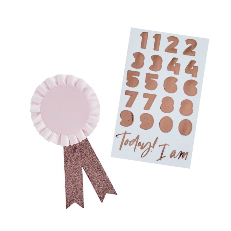 Personalisable Rose Gold Birthday Rosette Badge