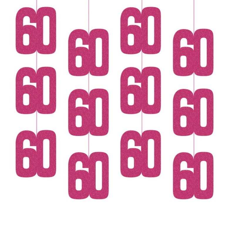 Pink 60th Birthday Hanging String Decorations 6 Pack