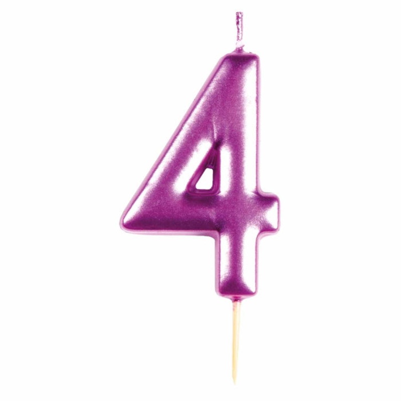 Pink Metallic Number 4 Cake Candle