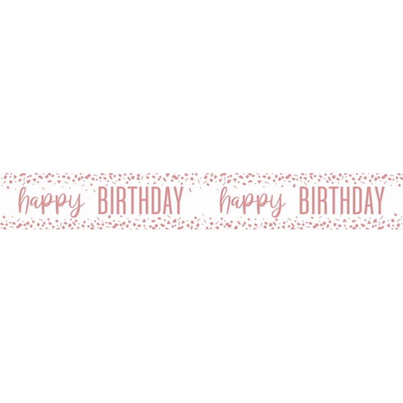 Rose Gold Happy Birthday Foil Banner 9ft