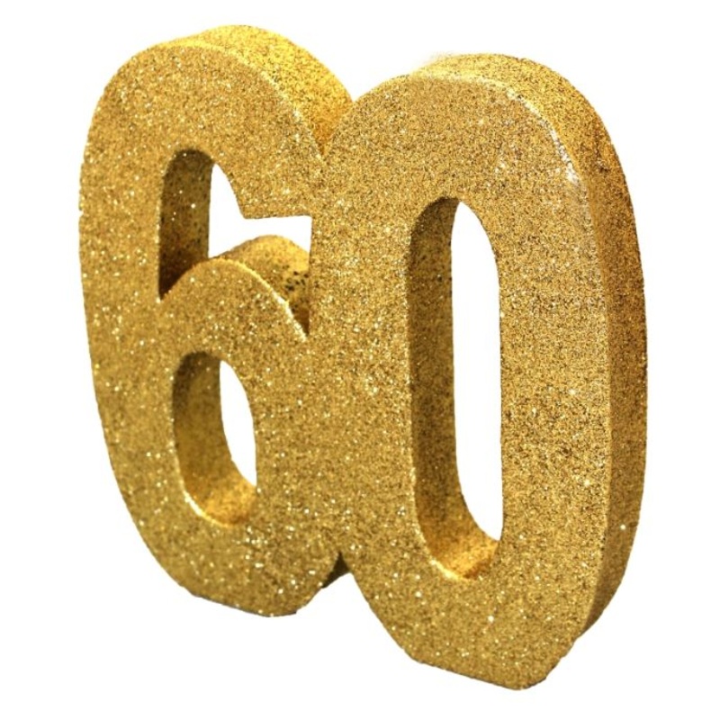 Table Decor for 60th Birthday - Gold Glitter