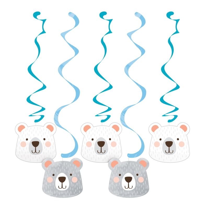 Blue Bear Party Hanging Cutout Decorations Pack of 5