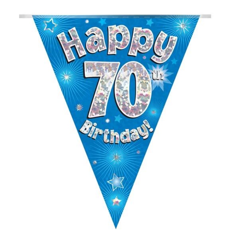 Blue Star 70th Birthday Bunting Flag Banner 3.9 metres