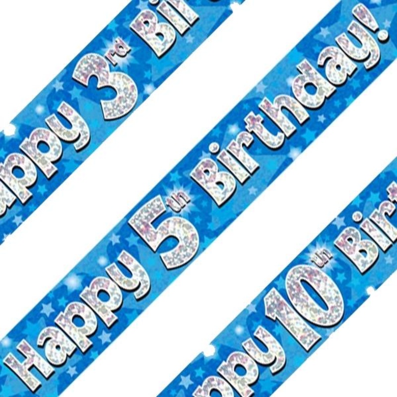 Blue Star Happy Birthday Age 1-16 Foil Banner - Choose Age
