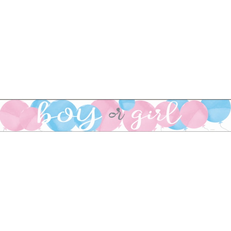 Gender Reveal Baby Shower Foil Banner 9 ft