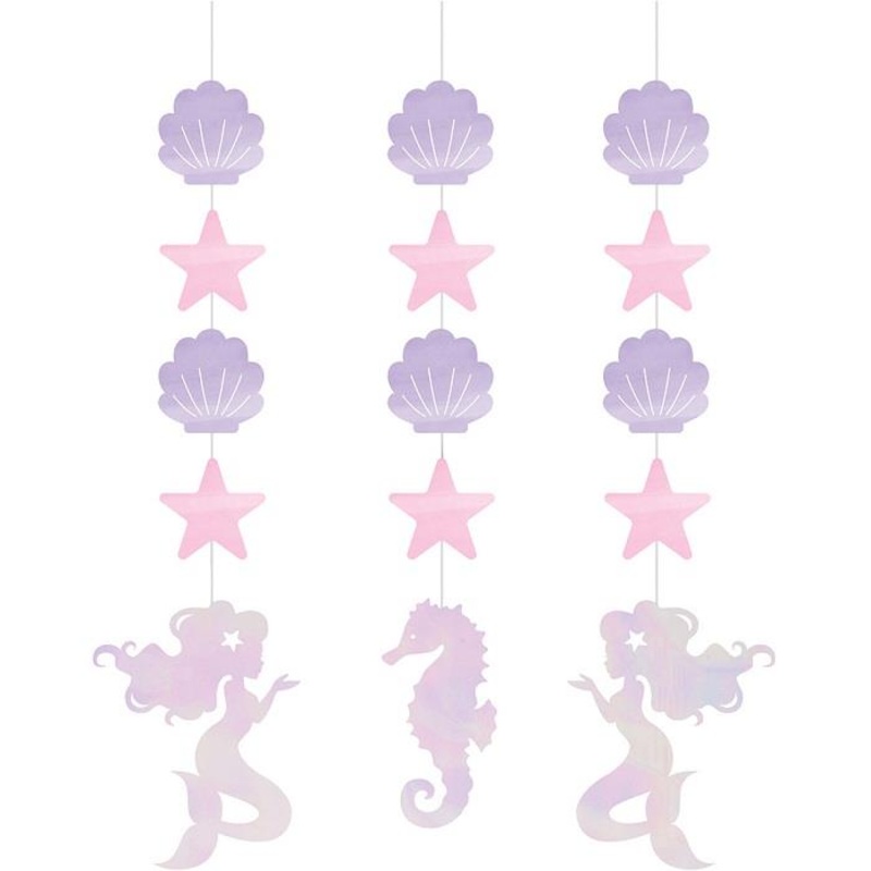Mermaid Shaped Hanging Decorations Pack of 3