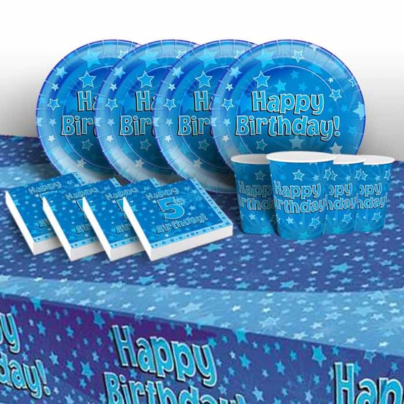 Party Packs - 5th Birthday Tableware Blue