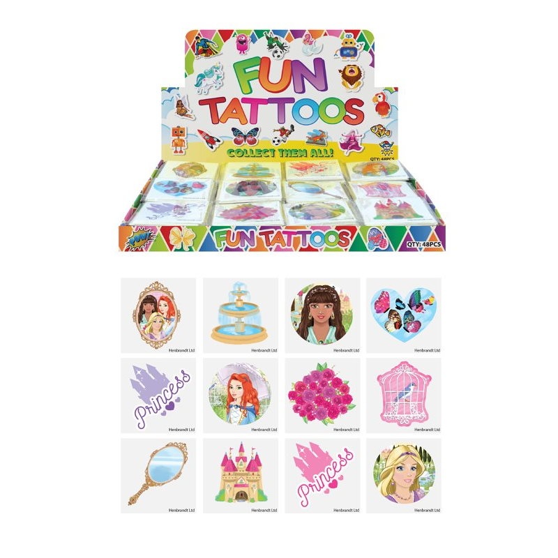 Pink Princess Tattoo Transfer Party Bag Filler Favour