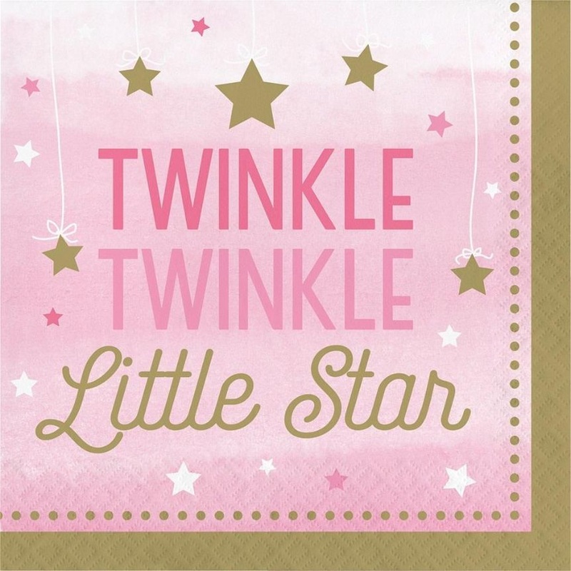 Pink Twinkle Little Star Napkins Pack of 16