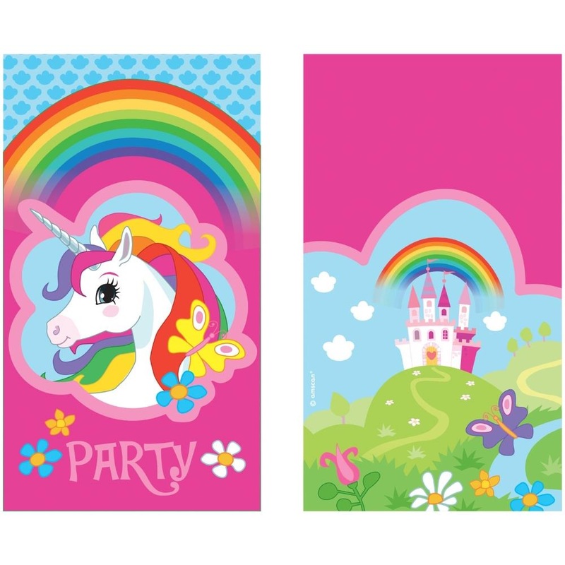 Pink Unicorn Party Invites Pack of 8