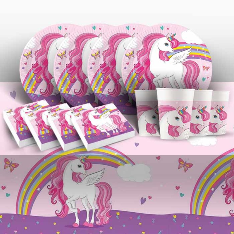 Rainbow Unicorn Tableware Party Kit