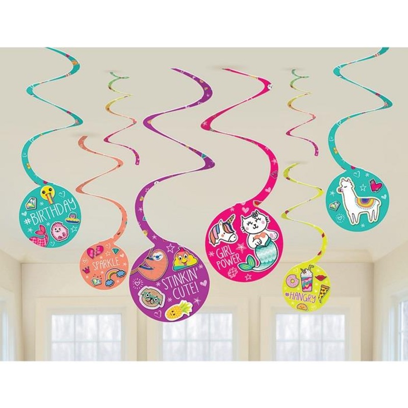 Selfie Hanging Swirl Decorations Pack of 12