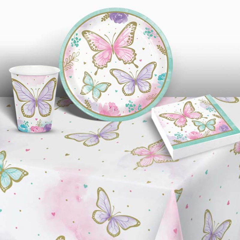 Shimmering Butterfly Party Pack: Tableware Party Kit
