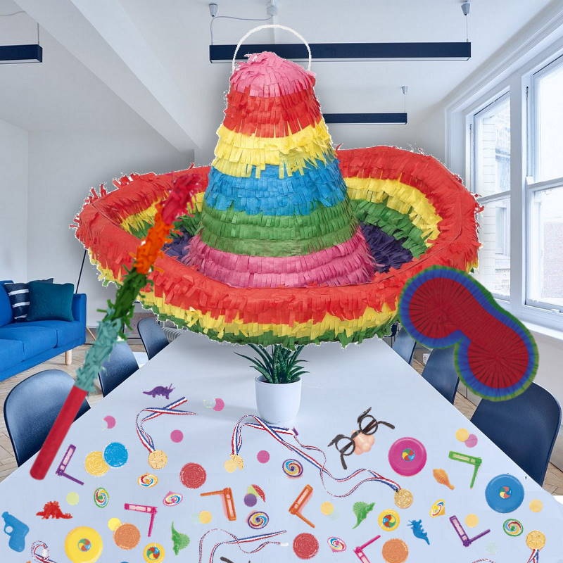Sombrero Pinata with Pinata Fillers Kit