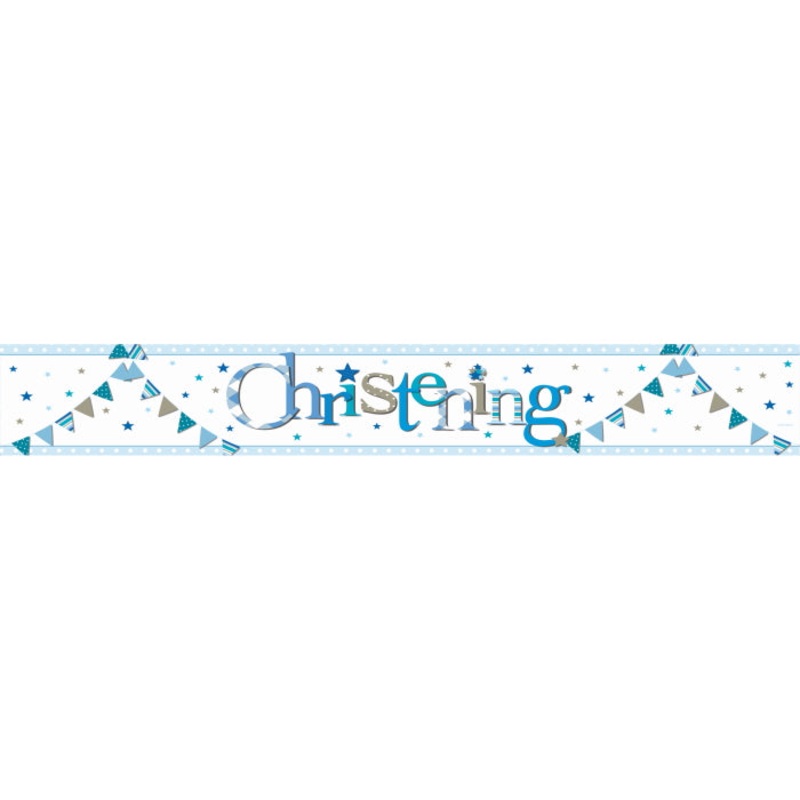 Blue Bunting Christening Foil Banner 9ft