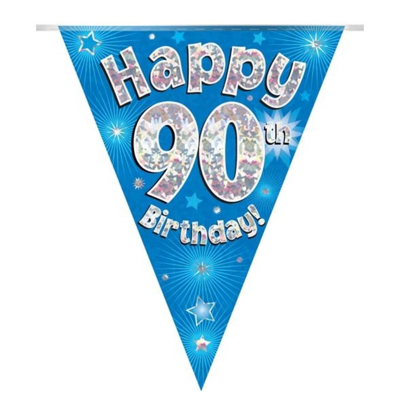 Blue Star 90th Birthday Bunting Flag Banner 3.9 Metres
