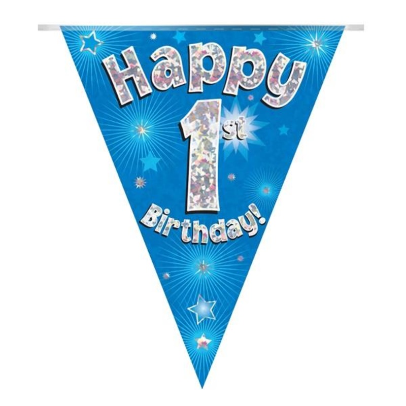 Blue Stars Happy 1st Birthday Bunting 3.9 Metres