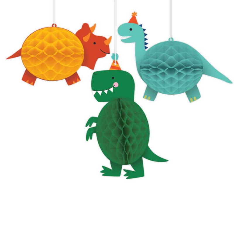 Dinosaur Honeycomb Hanging Decorations Pack of 3