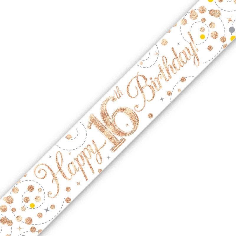 Foil 16th Birthday Banner Rose Gold 2.7 Metres