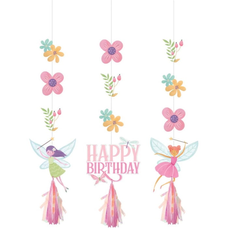 Forest Birthday Hanging Fairy Decorations Pack of 3
