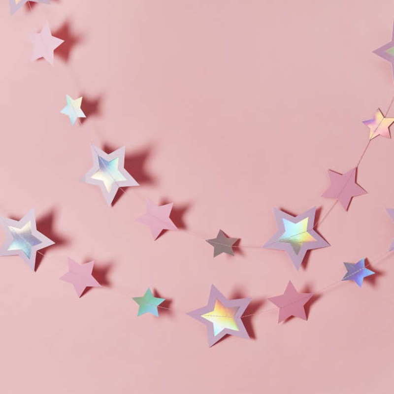 Iridescent Hanging Paper Stars 5 metres