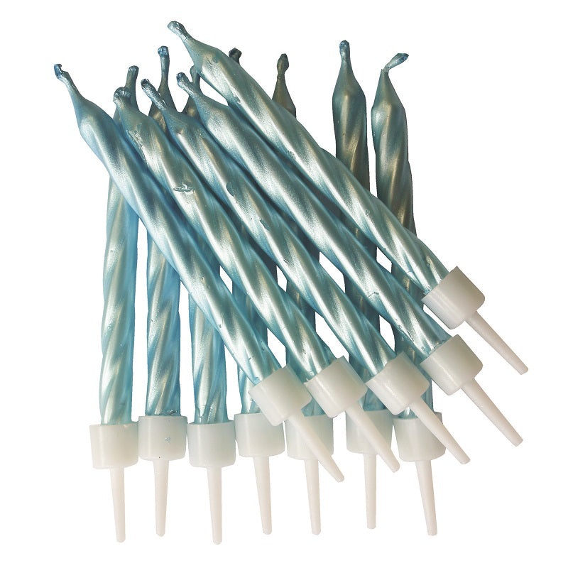 Pearl Blue Birthday Candles Pack of 12