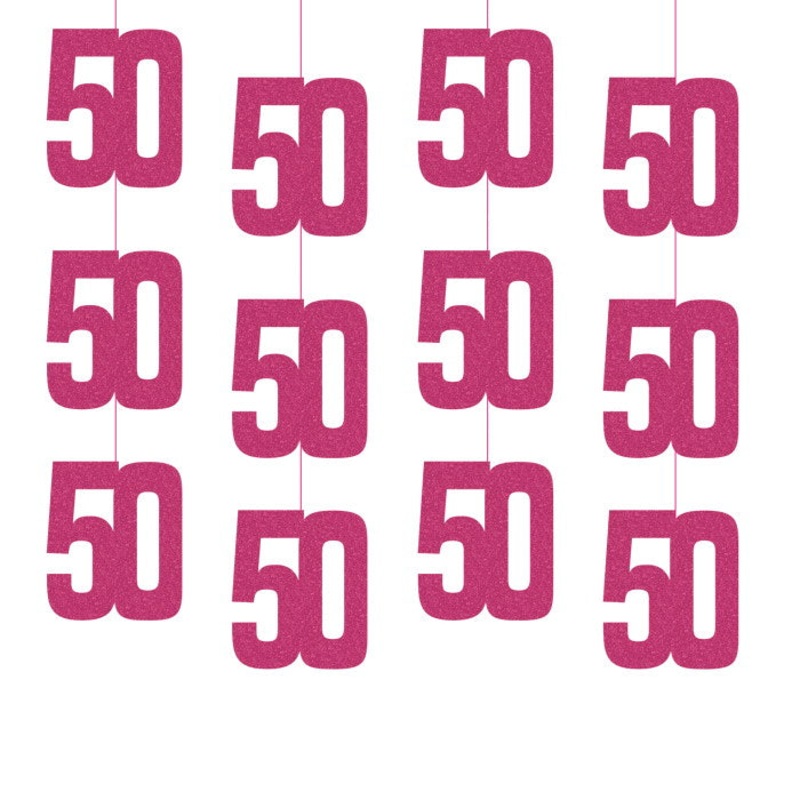 Pink 50th Birthday Hanging String Decorations 6 Pack
