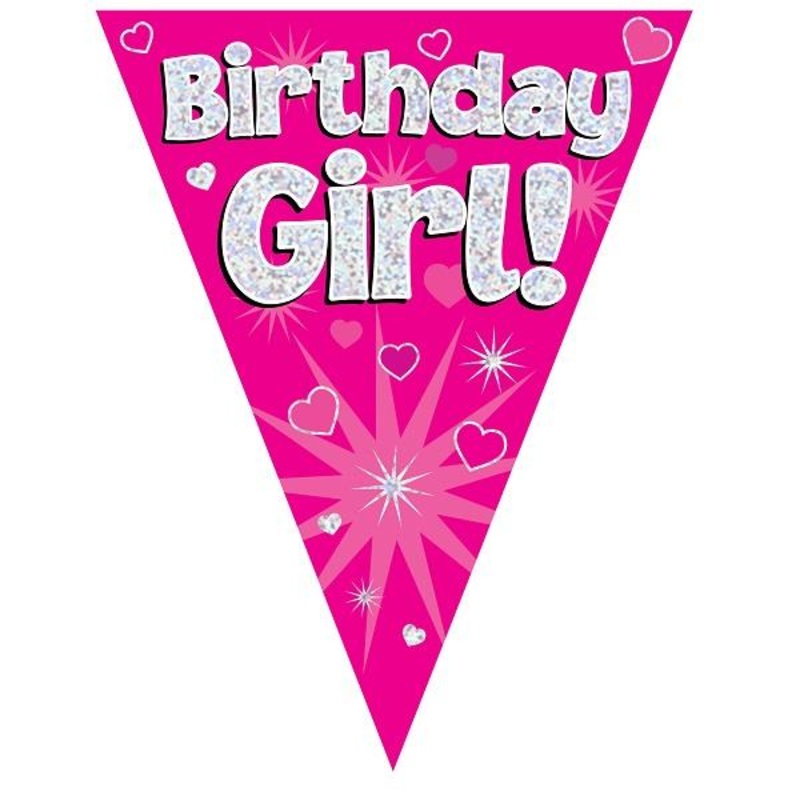 Pink Hearts Birthday Girl Bunting 3.9 Metres