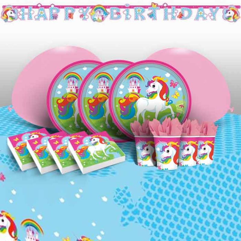 Pink Unicorn Party Packs: Tableware & Decoration Kit
