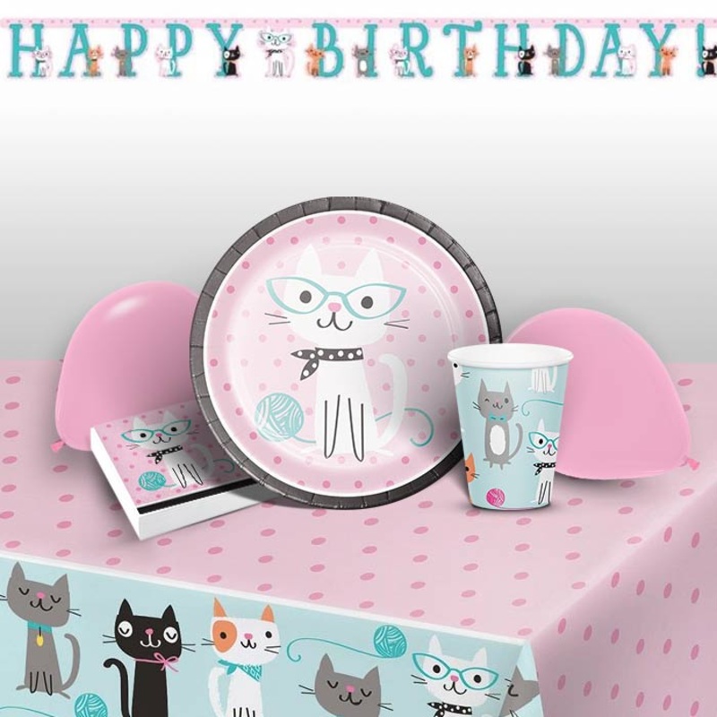 Purrfect Cat Party Supplies: Tableware & Decoration Kit