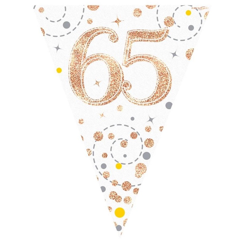 Rose Gold 65th Birthday Bunting 3.9 Metres