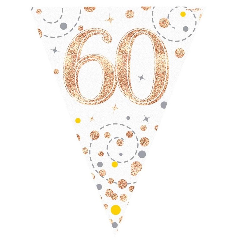 Rose Gold Fizz 60th Birthday Bunting 3.9 Metres
