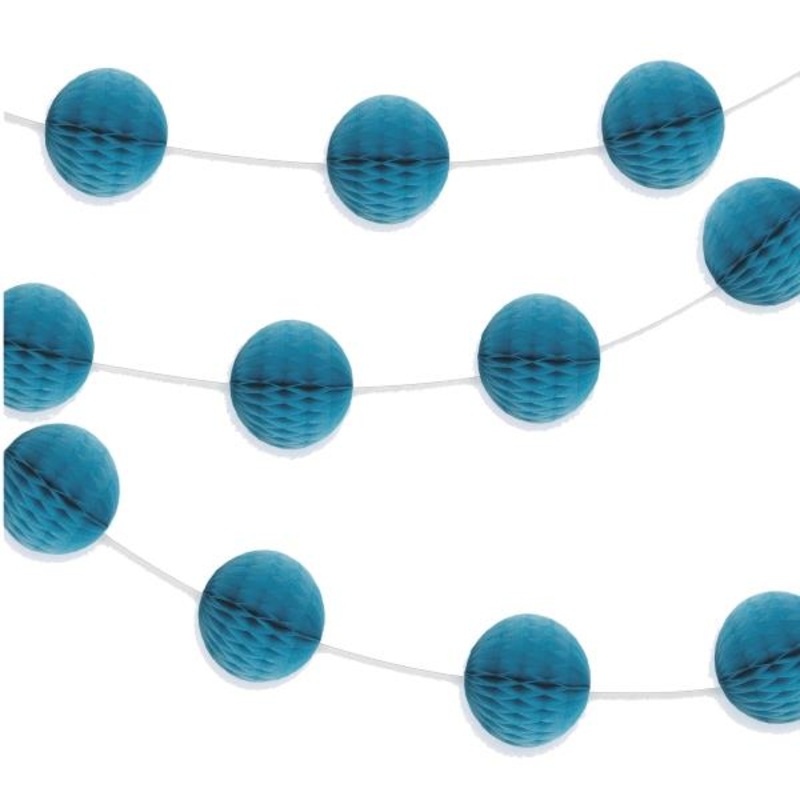 Teal Blue Garland Decoration (Honeycomb Ball)