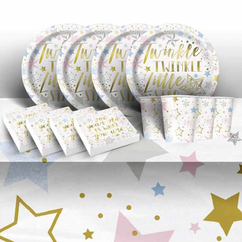 Twinkle Star 1st Birthday Party Pack: Tableware Party Kit