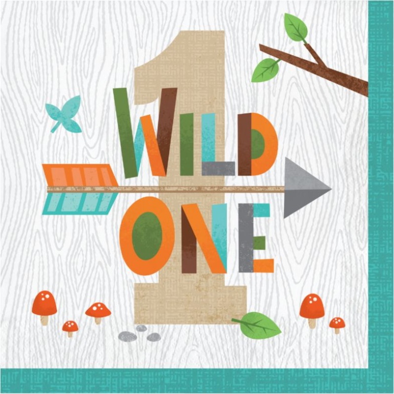 Wild Woodland 1st Birthday Napkins Pack of 16