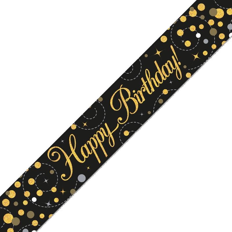 Black and Gold Foil Happy Birthday Banner 2.7 Metres
